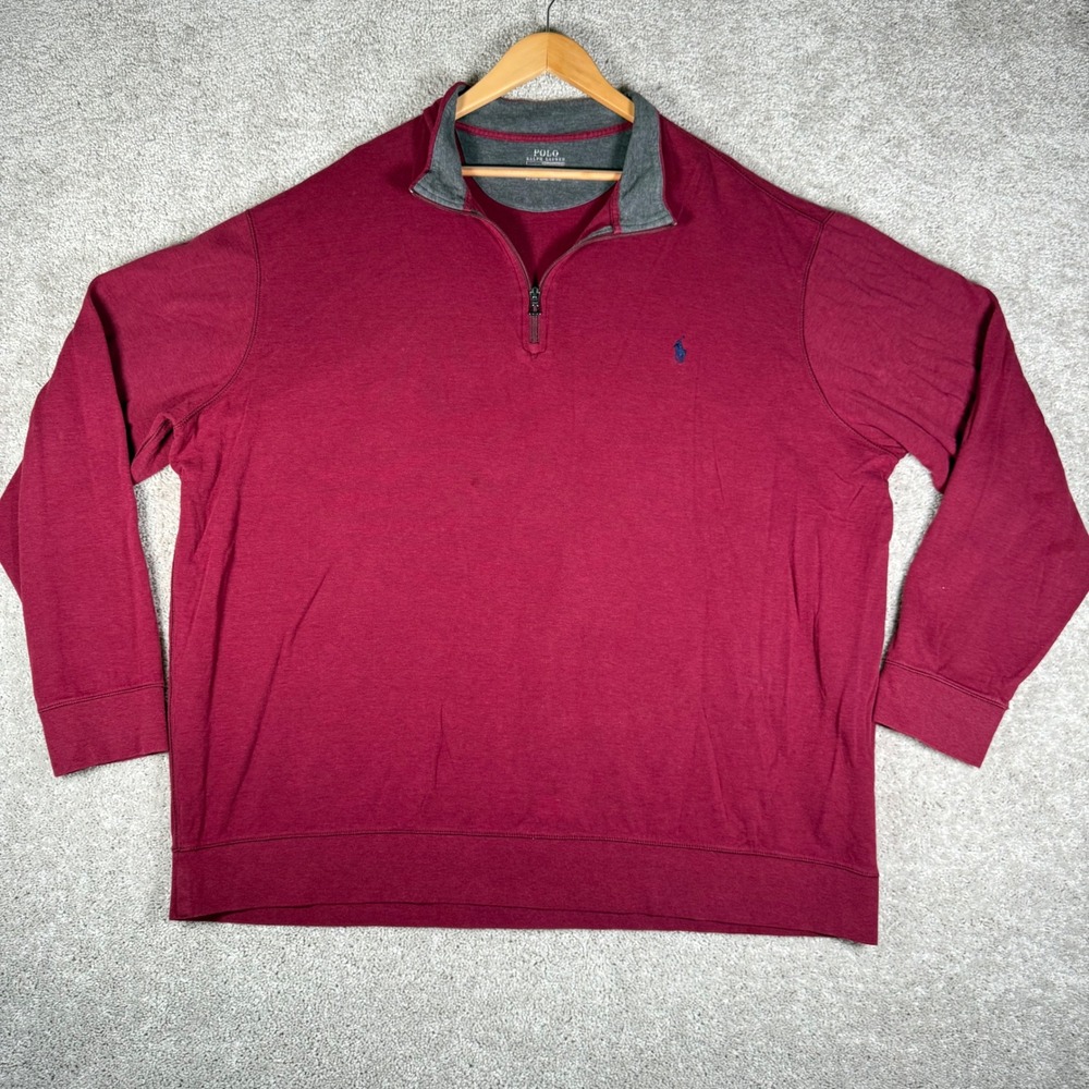 Polo Ralph Lauren Performance‎ Men's 3XLT 1/4 Zip Pullover Burgundy LS Sweater